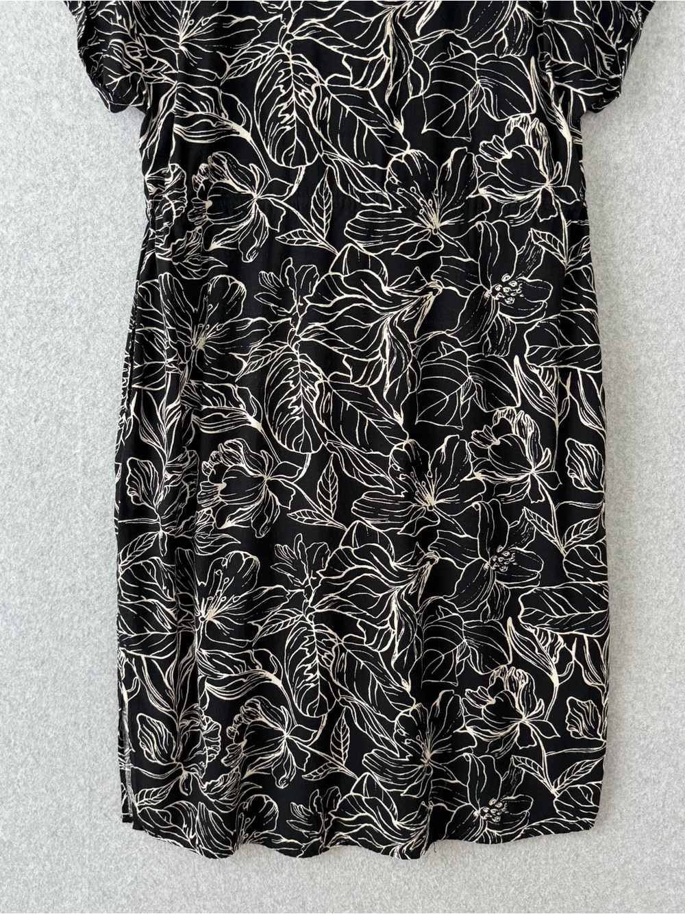 Badgley Mischka Jewel Womens Midi Dress XXL Black White Floral Short Sleeve READ - Picture 11 of 16